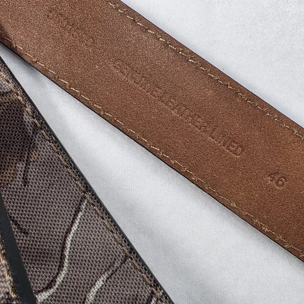 Men's Realtree‎ Camo Belt Cotton Twill Genuine Leather Lined Size 46 Outdoors